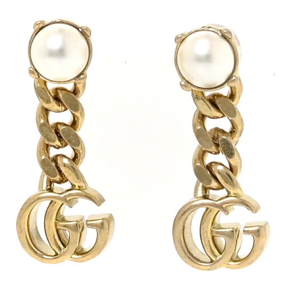 Gucci Gold Pearl Chain Earrings